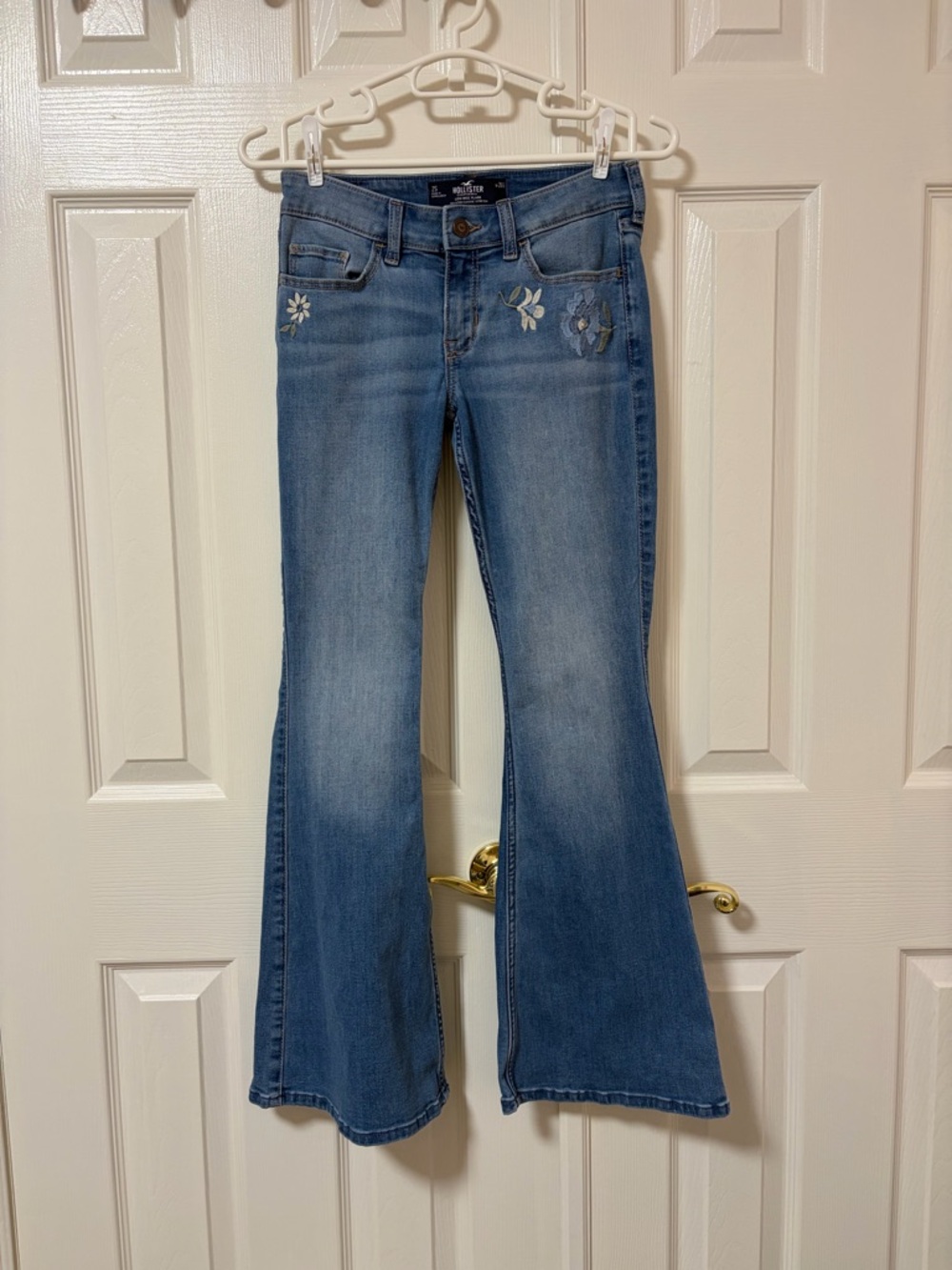 Hollister Light Blue Embroidered Flare Jeans